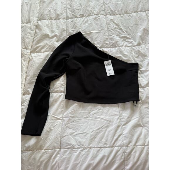Abercrombie One-Shoulder Black Crop Top- Size Medium - NWT - Picture 1 of 6